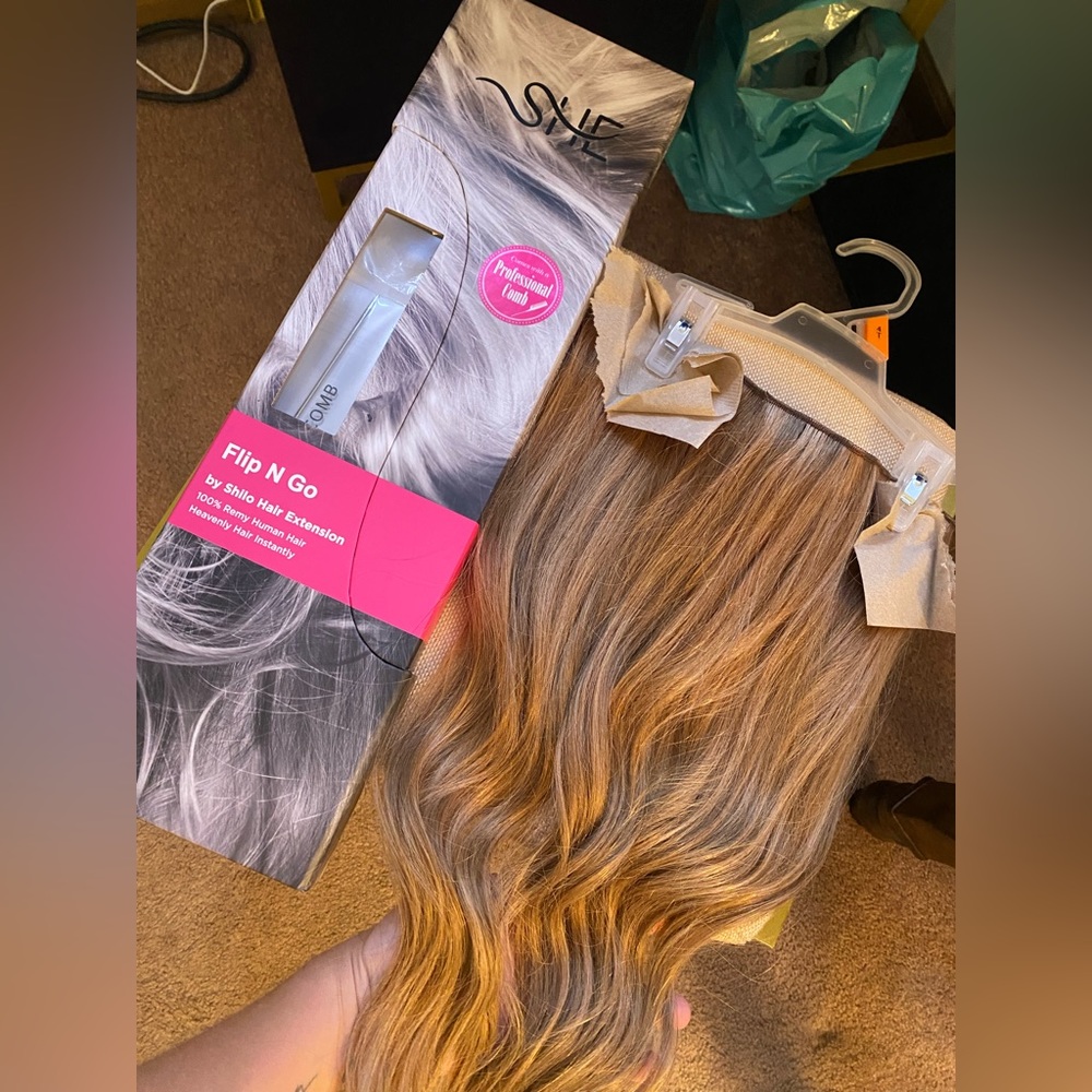 SHE Flip N Go Remy Natural Hair Extensions 16”-18” Dark Brown/ Light Blonde